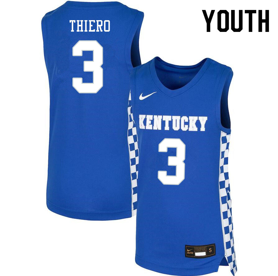 Youth #3 Adou Thiero Kentucky Wildcats College Basketball Jerseys Sale-Blue